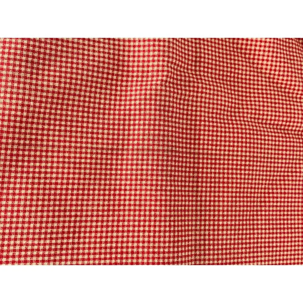 Gingham Fabric Cotton Red Checked Beige Small Squares Lot 1 Yard 51 Inches Wide